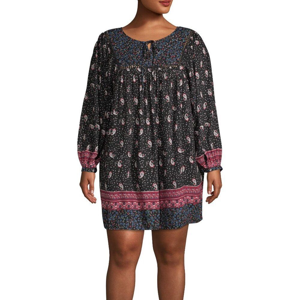 Romantic Gypsy Womens Dress/Tunic/Top Paisley Long Sleeves Keyhole Neck Sz3X